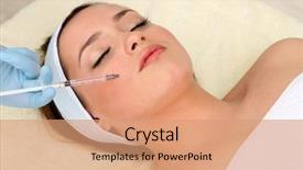  Presentation with injection plastic - Presentation design enhanced with surgery injection on her face background and a coral colored foreground