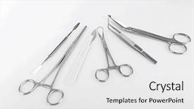  Presentation with surgery - Cool new theme with surgery instruments isolated on white backdrop and a white colored foreground