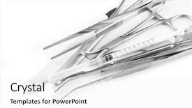  Presentation with surgery - Beautiful PPT theme featuring surgery instruments isolated on white backdrop and a white colored foreground