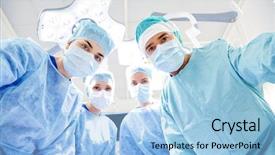  Presentation with surgery room - PPT theme consisting of surgery medicine and people concept background and a light blue colored foreground