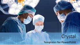  Presentation with surgery room - PPT theme with surgery medicine and people concept background and a teal colored foreground