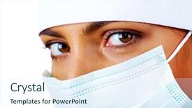  Presentation with mask nurse - Beautiful slides featuring surgery nurse - close-up of pretty assistant backdrop and a sky blue colored foreground