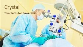  Presentation with eye surgery - Beautiful PPT layouts featuring surgery operation room at medical backdrop and a cream colored foreground