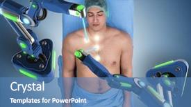  Presentation with robot surgery - Beautiful PPT layouts featuring surgery performed by robotic arm backdrop and a teal colored foreground