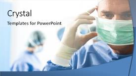  Presentation with ready - Slides having surgry room - surgeon wearing protective mask ready background and a white colored foreground