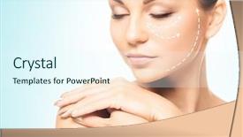  Presentation with cosmetic surgery close up - Presentation theme consisting of surgery treatment collage with arrow background and a cool aqua colored foreground