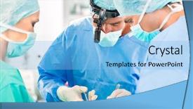  Presentation with emergency room - Beautiful PPT theme featuring surgical - hospital - surgery team backdrop and a light blue colored foreground