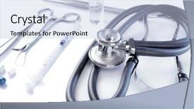  Presentation with medical equipment - Presentation having surgical - stethoscope with medical equipment background and a lemonade colored foreground