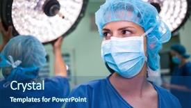  Presentation with operation room - PPT layouts featuring surgical - surgeon standing in operation room background and a ocean colored foreground