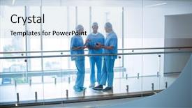  Presentation with digital hospital - PPT layouts featuring surgical - team of surgeons discussing background and a light blue colored foreground