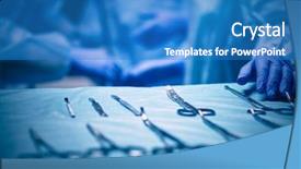  Presentation with team work - Beautiful slide set featuring surgical - team surgeon at work backdrop and a teal colored foreground