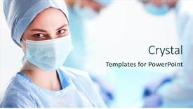  Presentation with operating room - Slide deck enhanced with surgical - team surgeon at work background and a sky blue colored foreground