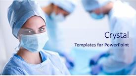  Presentation with operating room - Colorful slide deck enhanced with surgical - team surgeon at work backdrop and a sky blue colored foreground