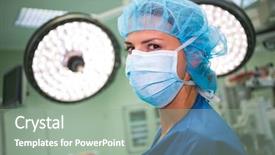  Presentation with operation room - Colorful slide set enhanced with surgical cap in operation backdrop and a gray colored foreground