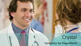  Presentation with surgical - Colorful presentation enhanced with surgical colleague with other medical backdrop and a light blue colored foreground