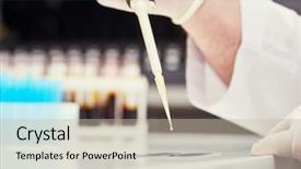  Presentation with medical instruments - Audience pleasing slide deck consisting of surgical instruments - clinic medical test hand backdrop and a mint green colored foreground