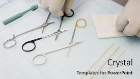  Presentation with medical equipment - Audience pleasing slides consisting of surgical instruments - doctor and medical equipment backdrop and a light gray colored foreground