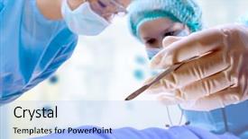  Presentation with surgical instruments - PPT theme consisting of surgical instruments - group of surgeons background and a light blue colored foreground