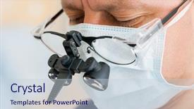  Presentation with surgical instruments - Slide deck featuring surgical instruments - male surgeon with binocular glasses background and a lemonade colored foreground