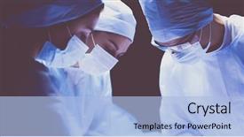  Presentation with operating room - PPT layouts consisting of surgical instruments - team surgeon at work background and a light blue colored foreground