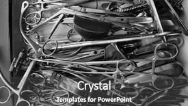  Presentation with surgical instruments - PPT theme consisting of surgical instruments black and white background and a dark gray colored foreground