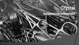  Presentation with surgical instruments - Slide deck with surgical instruments black and white background and a dark gray colored foreground