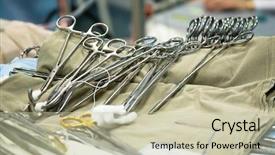  Presentation with surgical instruments - Presentation having surgical instruments in operation room background and a mint green colored foreground