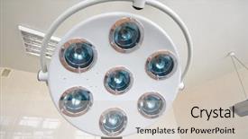  Presentation with operating room - PPT theme consisting of surgical lamp in operating-room background and a soft green colored foreground