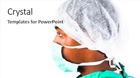  Presentation with healthcare workers - PPT theme enhanced with surgical light - headshot of senior surgeon background and a white colored foreground