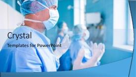  Presentation with operation room - Colorful PPT layouts enhanced with surgical light - surgeon preparing for operation backdrop and a light blue colored foreground