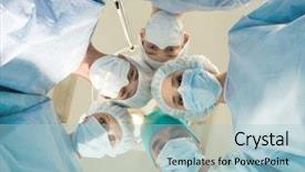 Presentation with surgical - Slide deck with surgical light - view of doctors by patient background and a light blue colored foreground
