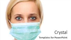  Presentation with teamwork nurse doctor - Beautiful slides featuring surgical mask - close-up portrait of serious nurse backdrop and a white colored foreground