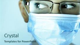  Presentation with surgical - Colorful presentation theme enhanced with surgical mask - portrait of young doctor backdrop and a sky blue colored foreground