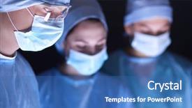  Presentation with operating room - Audience pleasing PPT layouts consisting of surgical mask - team surgeon at work backdrop and a teal colored foreground