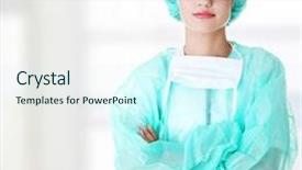  Presentation with surgical nurse - Beautiful slide deck featuring surgical mask and cap backdrop and a cool aqua colored foreground