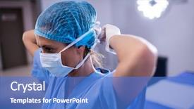  Presentation with mask nurse - PPT theme consisting of surgical mask in operation theater background and a teal colored foreground