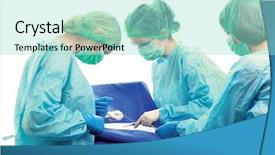  Presentation with group - Theme enhanced with surgical nurses - group of surgeons background and a  colored foreground