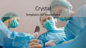  Presentation with successful group of surgeons - Beautiful presentation theme featuring surgical nurses - group of surgeons backdrop and a  colored foreground