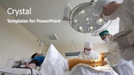  Presentation with team work - Beautiful slides featuring surgical nurses - surgeons team at work backdrop and a gray colored foreground