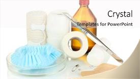  Presentation with bandaging - Amazing presentation theme having surgical scissor - first aid kit for bandaging backdrop and a white colored foreground