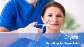  Presentation with plastic surgery - Cool new slide set with surgical scissor - woman visiting male doctor backdrop and a  colored foreground