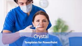  Presentation with plastic surgery - PPT layouts enhanced with surgical scissor - woman visiting male doctor background and a  colored foreground