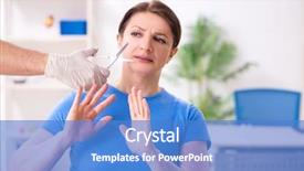  Presentation with surgical - Amazing slide set having surgical scissor - woman visiting male doctor backdrop and a teal colored foreground