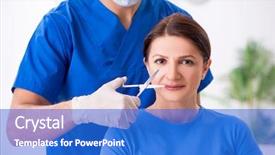  Presentation with surgical - Presentation theme enhanced with surgical scissor - woman visiting male doctor background and a cobalt blue colored foreground