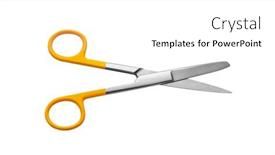  Presentation with surgical - Presentation theme consisting of surgical-scissors-isolated-on-white background and a  colored foreground