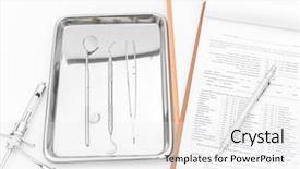  Presentation with surgical dental - PPT theme enhanced with surgical supplies - dental tools equipment and dental background and a white colored foreground
