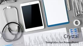  Presentation with surgical items - Cool new PPT theme with surgical supplies - doctor table with medical items backdrop and a lemonade colored foreground