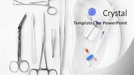  Presentation with medical supplies - Slide set consisting of surgical supplies - medical equipment in a bowl background and a white colored foreground