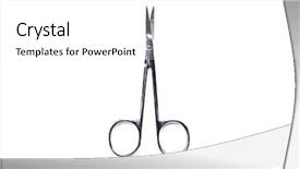  Presentation with medical evaluation pediatrics - Presentation design having surgical supplies - metal medical scissors isolated background and a white colored foreground