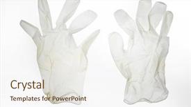  Presentation with latex gloves - Theme having surgical supplies - pair of latex medical gloves background and a sky blue colored foreground